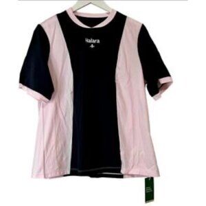 Halara Colorblock Short-Sleeve Athletic T-Shirt Sz Medium Womens Black & Pink